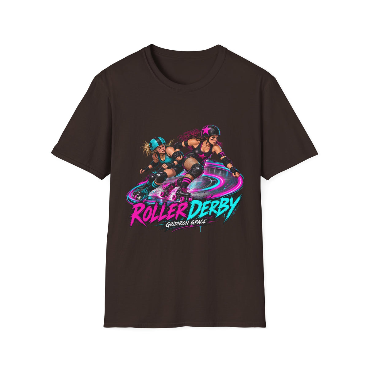 Roller Derby Graphic T-Shirt — Neon Skate Team “Roller Derby” Design