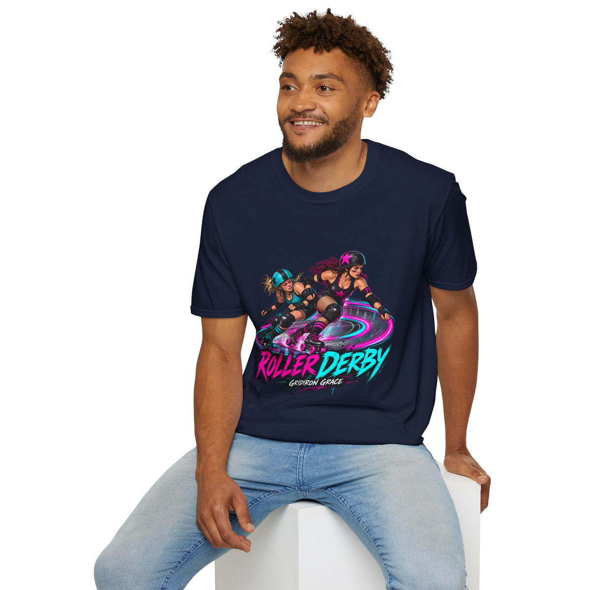 Roller Derby Graphic T-Shirt — Neon Skate Team “Roller Derby” Design