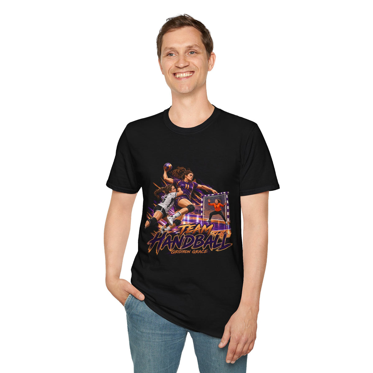 Handball Team Graphic T-Shirt — Retro Sports Players Design