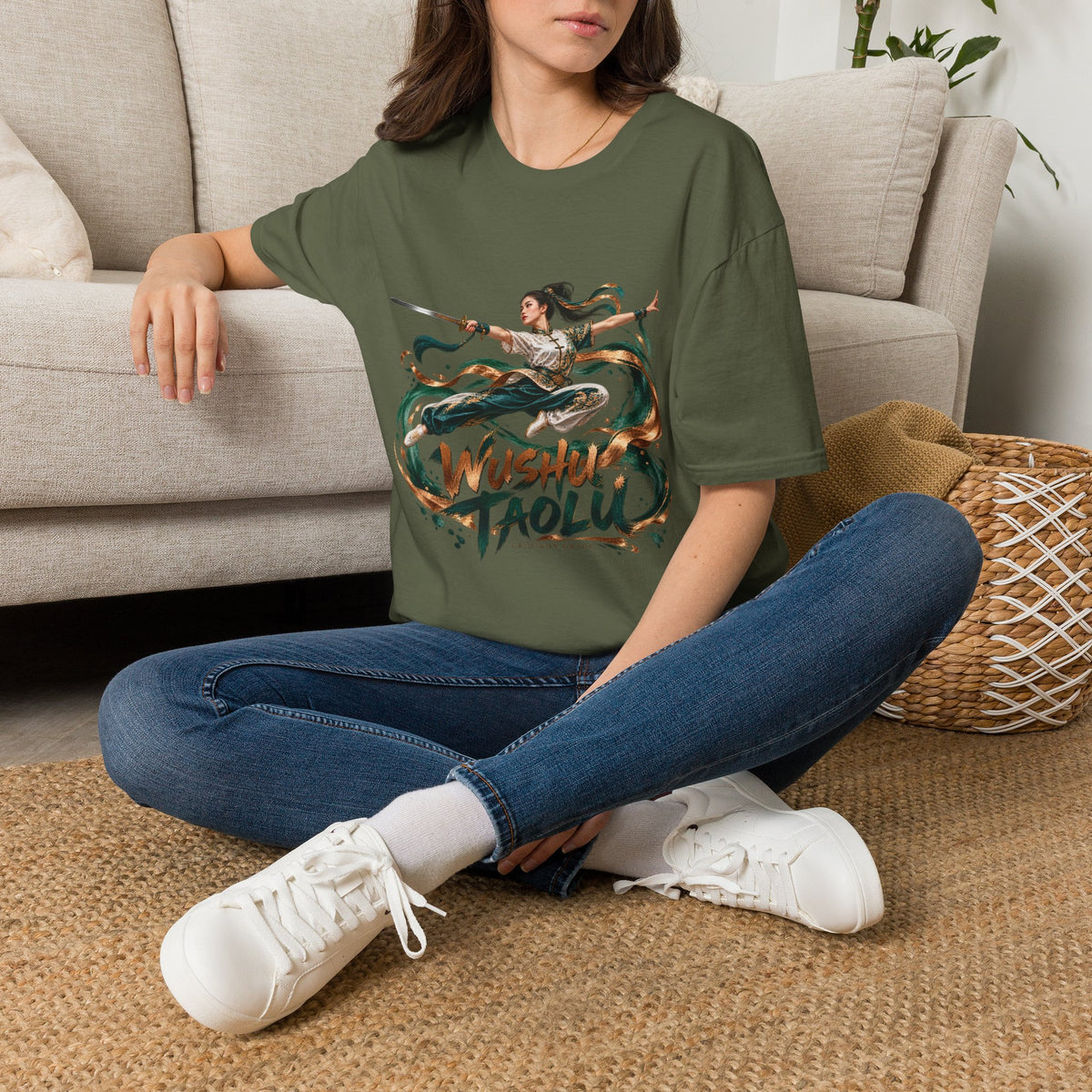 Wushu Taolu Martial Arts T-Shirt — Dynamic Fighter Illustration Tee