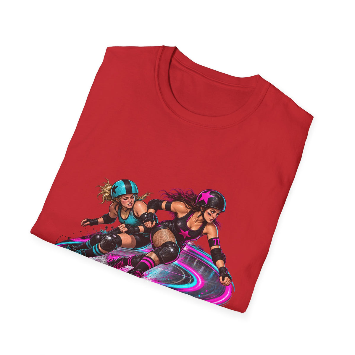 Roller Derby Graphic T-Shirt — Neon Skate Team “Roller Derby” Design