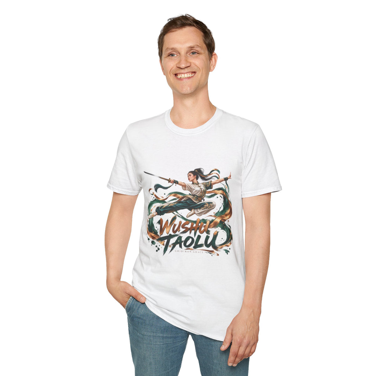 Wushu Taolu Martial Arts T-Shirt — Dynamic Fighter Illustration Tee