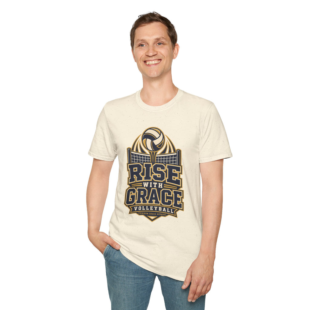 Volleyball "Rise With Grace" T-Shirt — Athletic Team Tee for Players & Fans