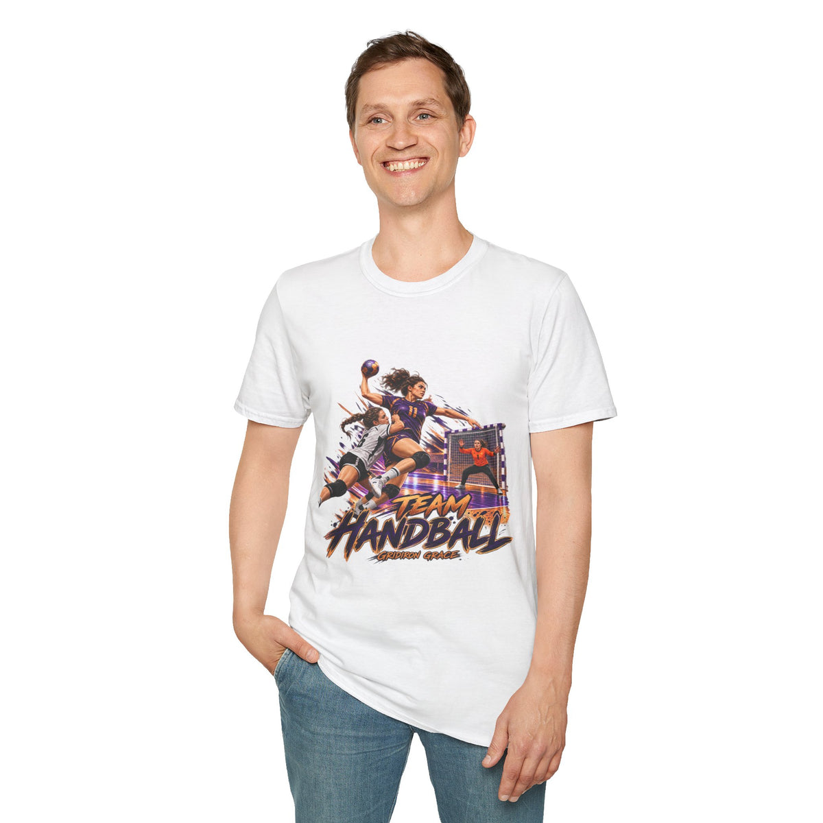 Handball Team Graphic T-Shirt — Retro Sports Players Design