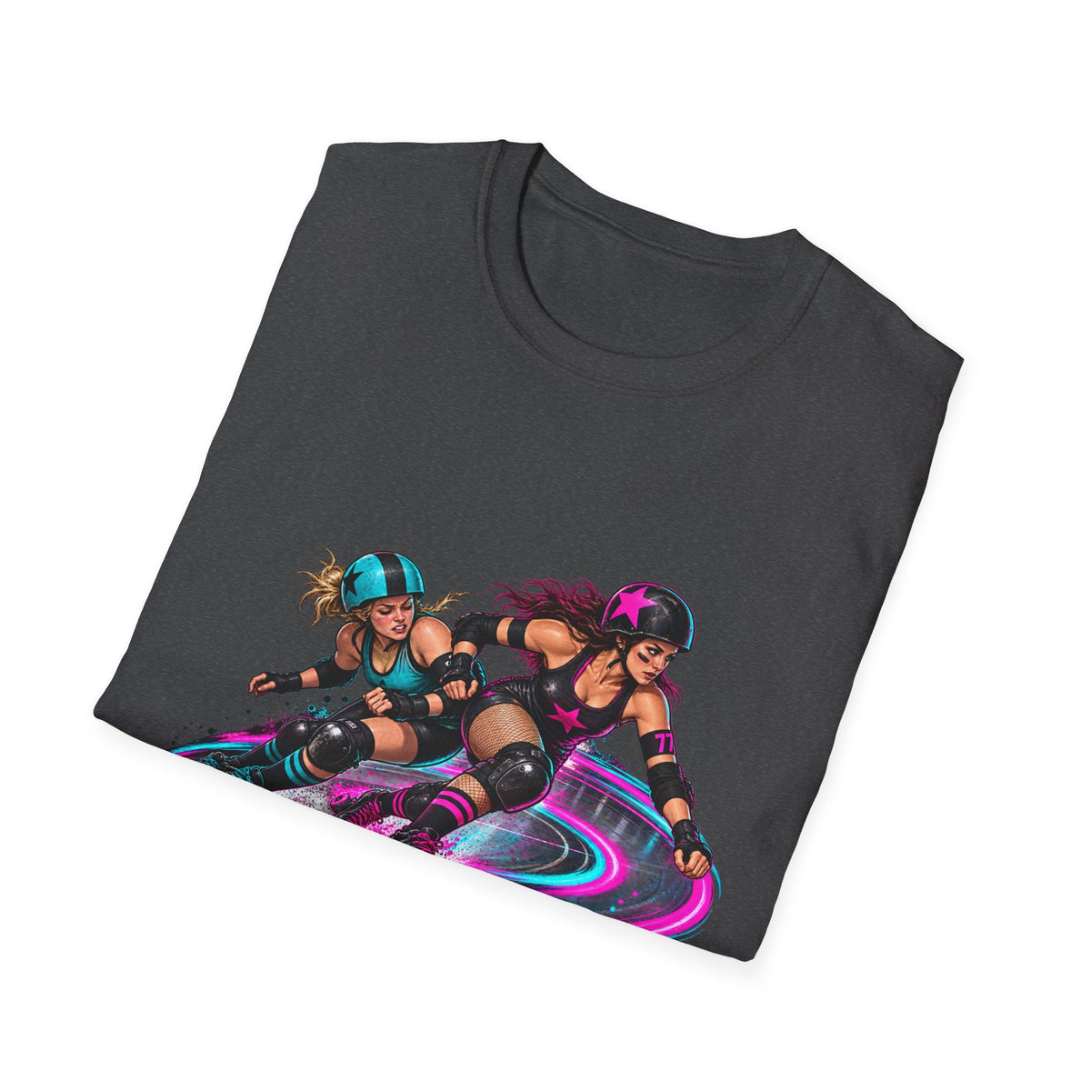 Roller Derby Graphic T-Shirt — Neon Skate Team “Roller Derby” Design