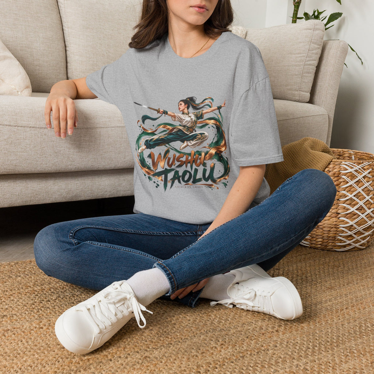 Wushu Taolu Martial Arts T-Shirt — Dynamic Fighter Illustration Tee