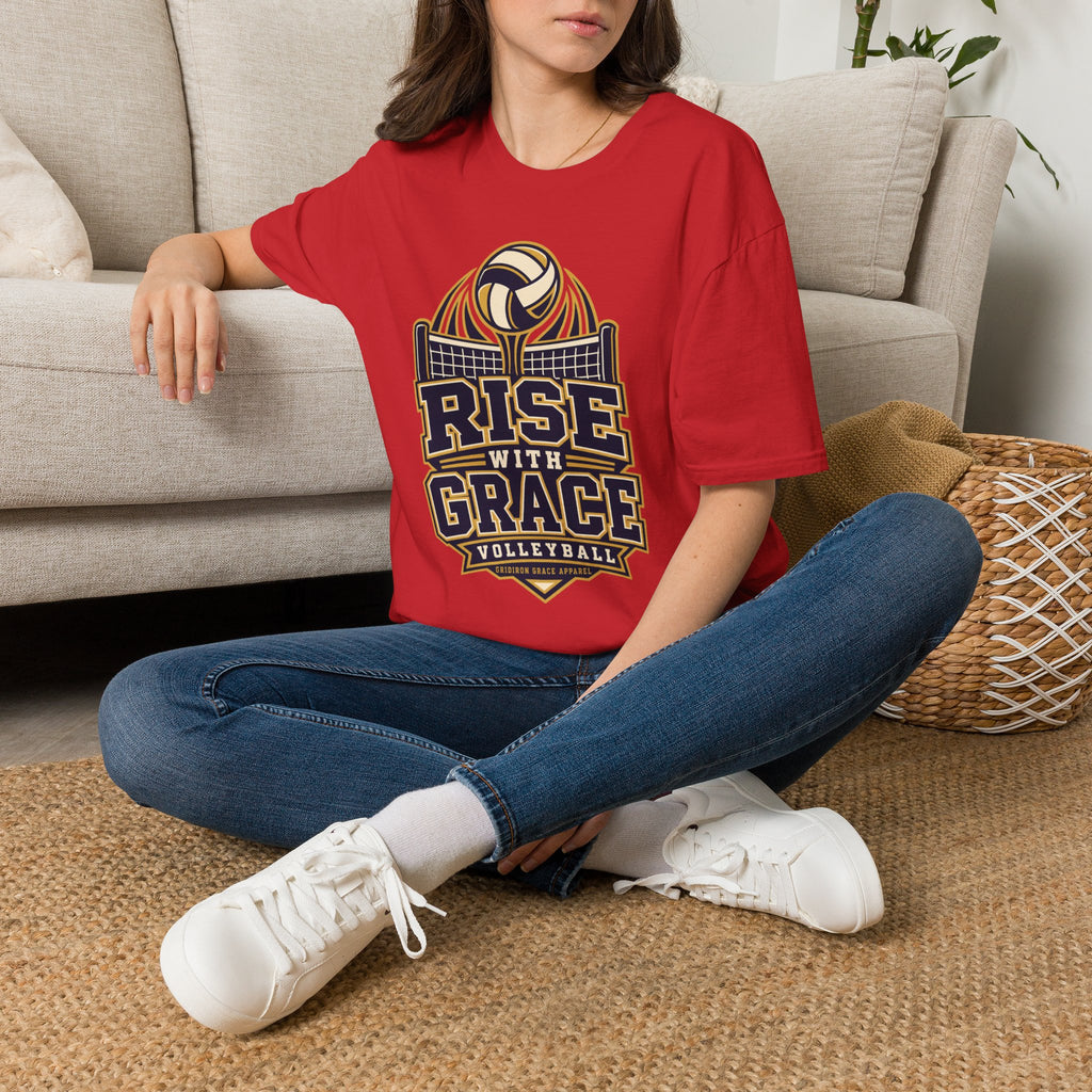 Volleyball "Rise With Grace" T-Shirt — Athletic Team Tee for Players & Fans