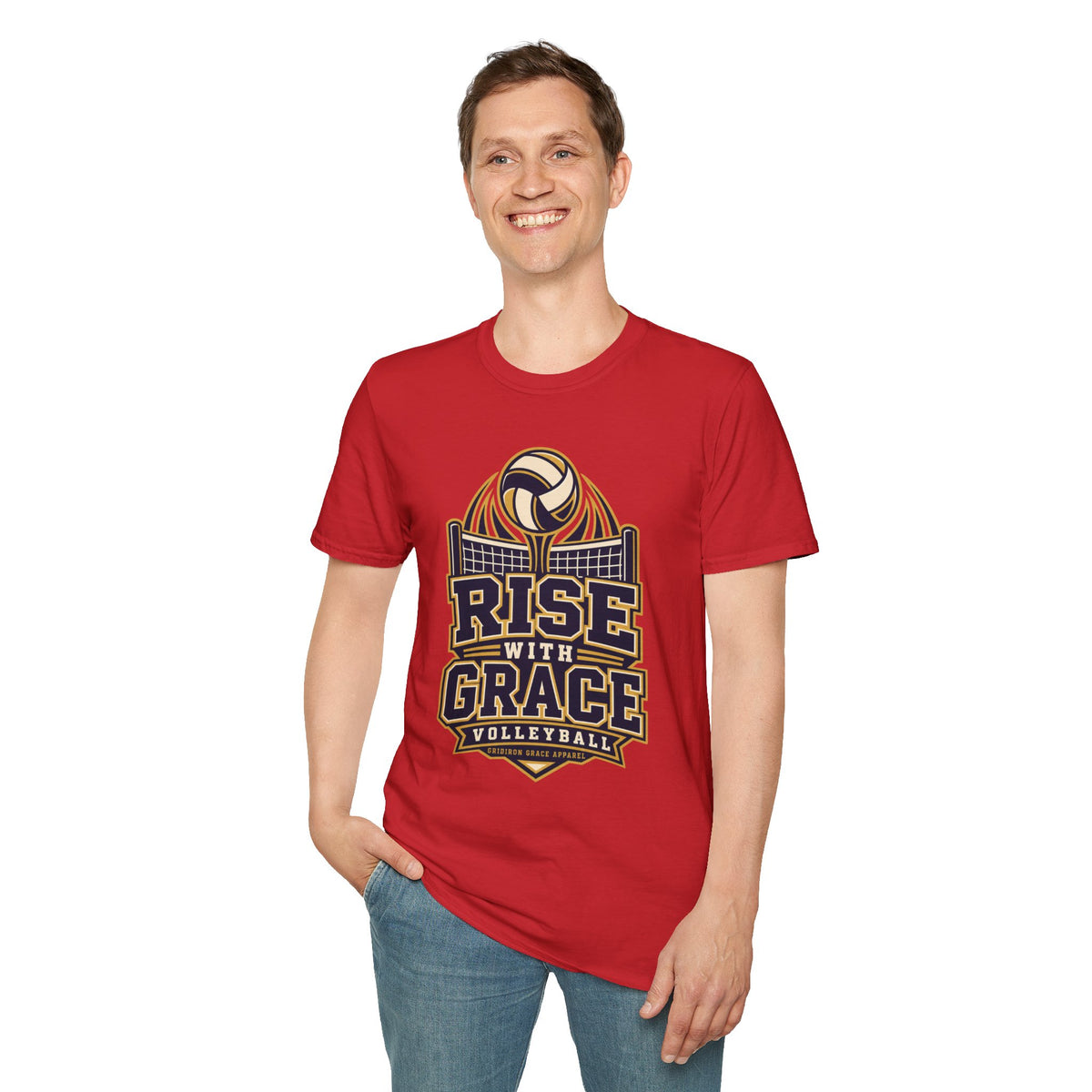 Volleyball "Rise With Grace" T-Shirt — Athletic Team Tee for Players & Fans