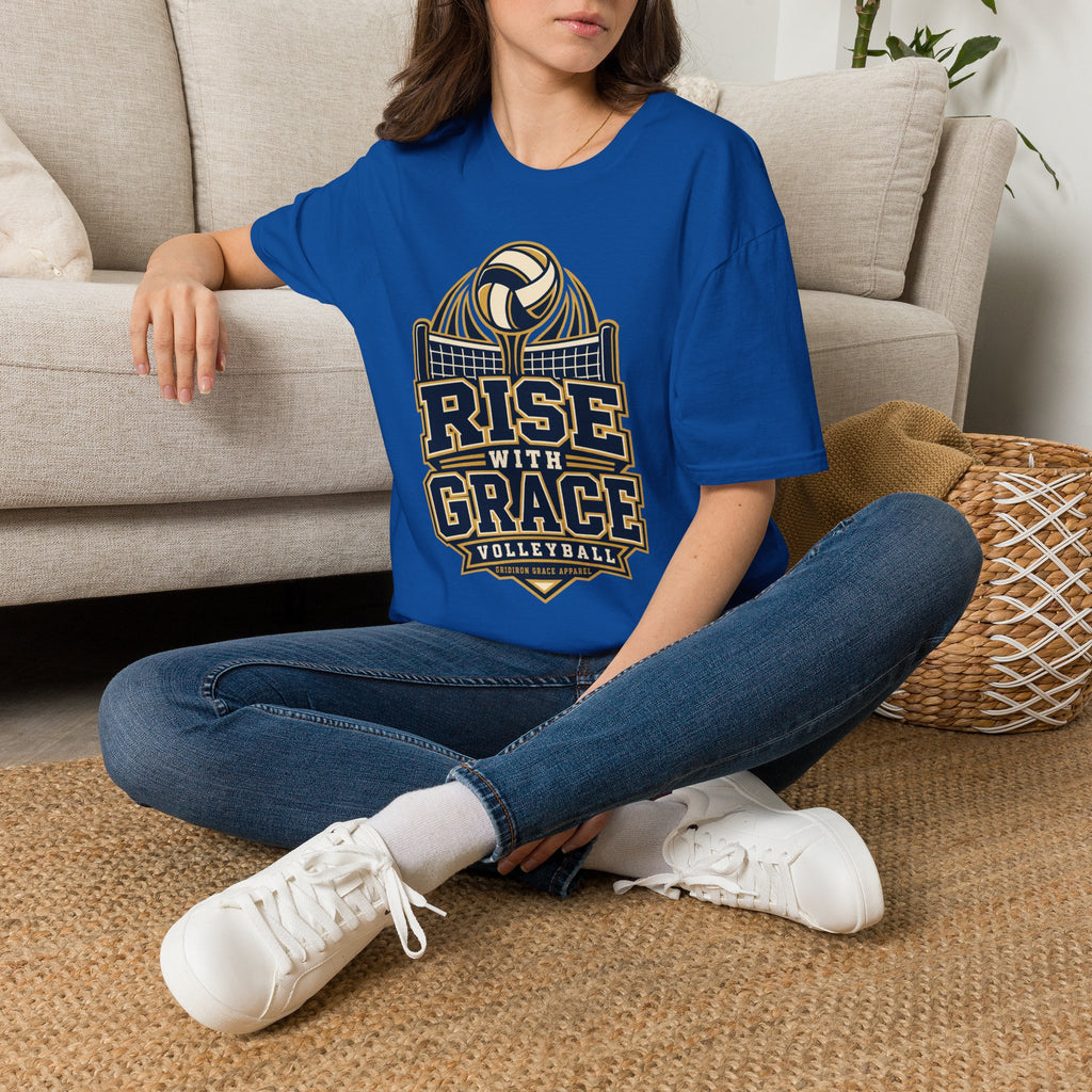 Volleyball "Rise With Grace" T-Shirt — Athletic Team Tee for Players & Fans