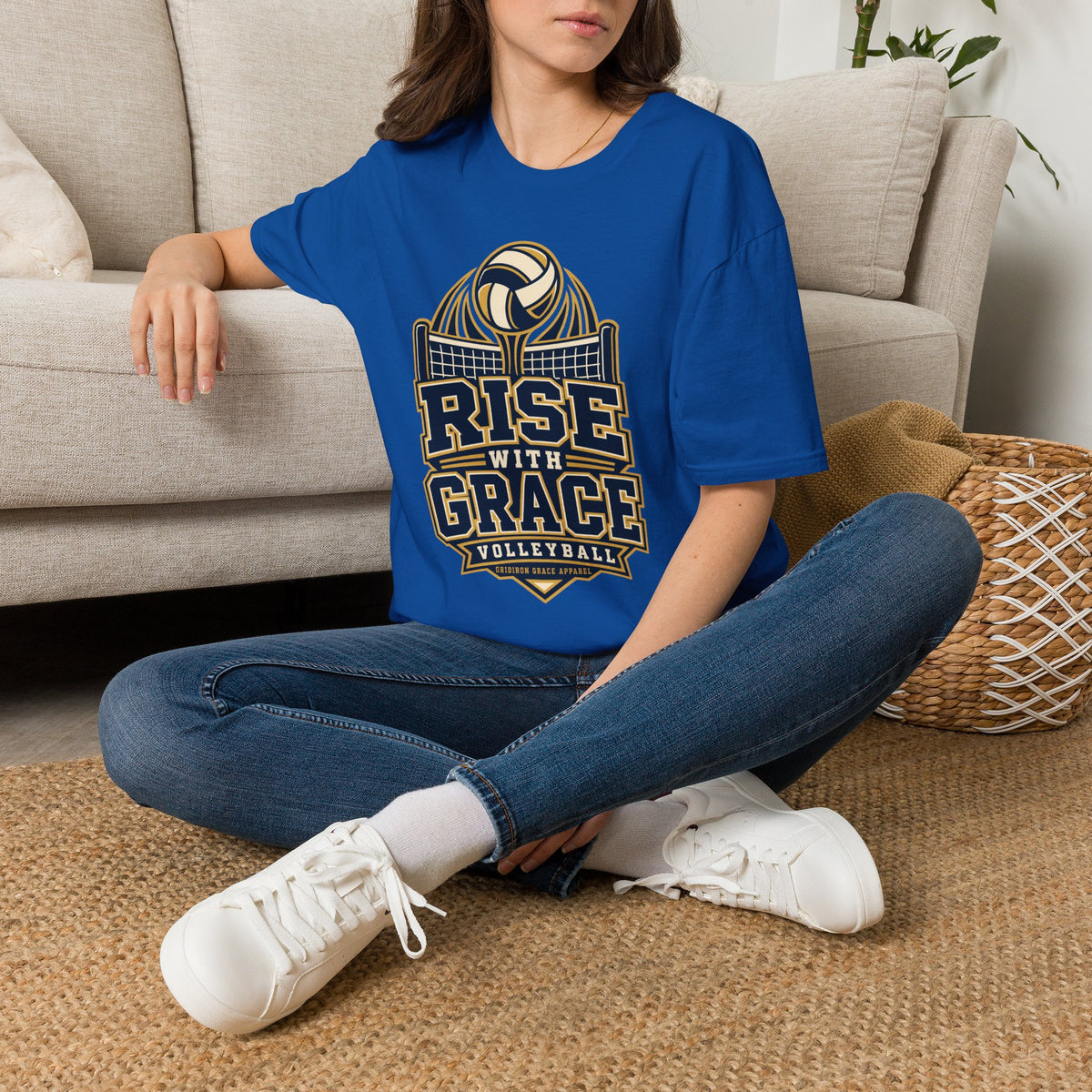 Volleyball "Rise With Grace" T-Shirt — Athletic Team Tee for Players & Fans