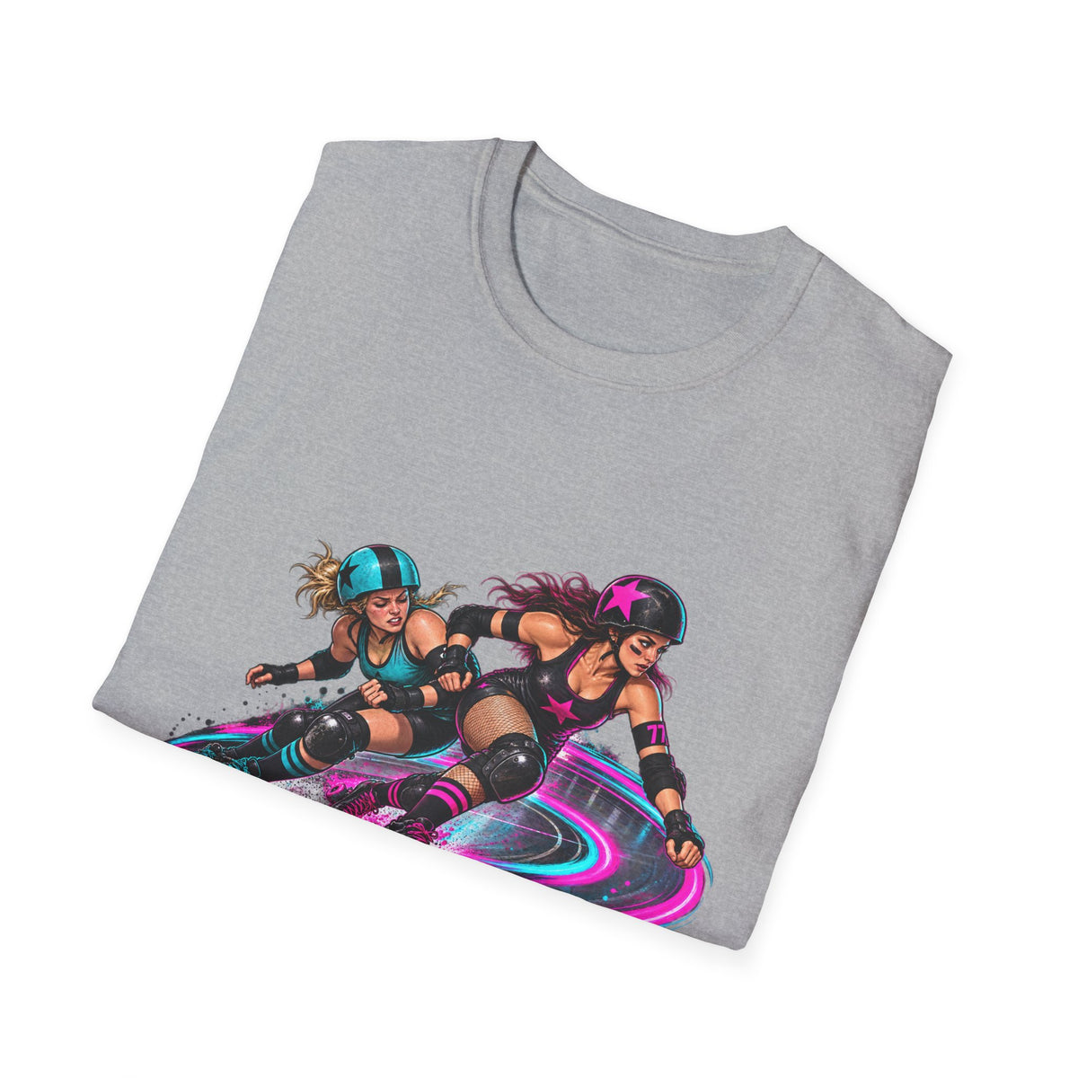 Roller Derby Graphic T-Shirt — Neon Skate Team “Roller Derby” Design