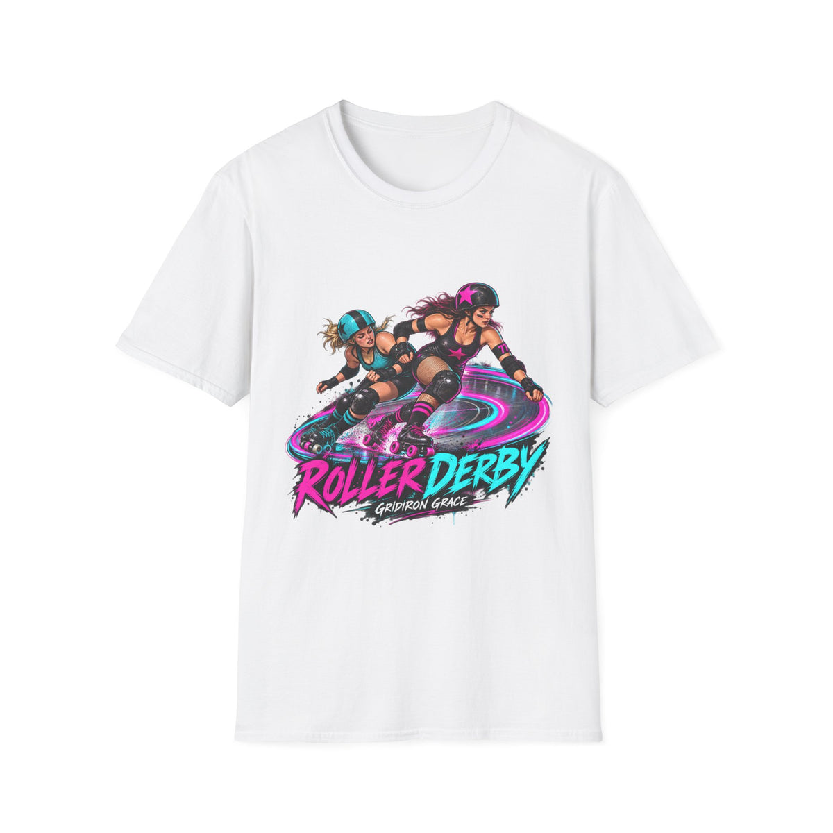 Roller Derby Graphic T-Shirt — Neon Skate Team “Roller Derby” Design