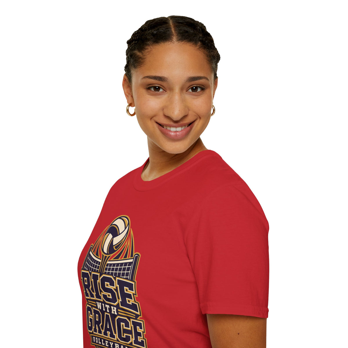 Volleyball "Rise With Grace" T-Shirt — Athletic Team Tee for Players & Fans