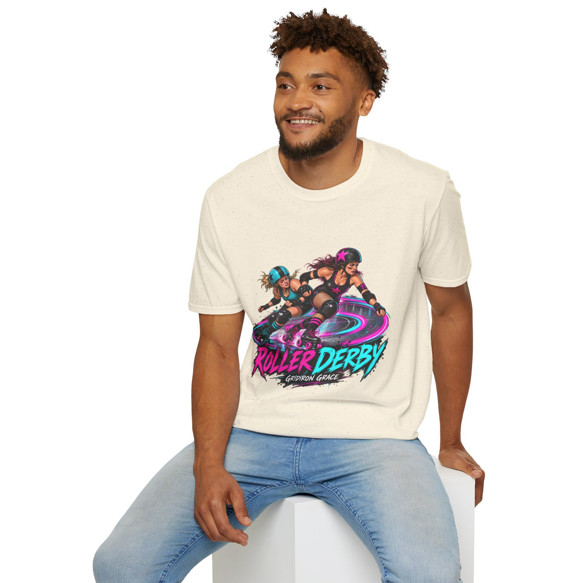 Roller Derby Graphic T-Shirt — Neon Skate Team “Roller Derby” Design