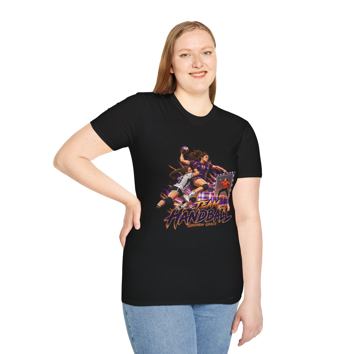 Handball Team Graphic T-Shirt — Retro Sports Players Design