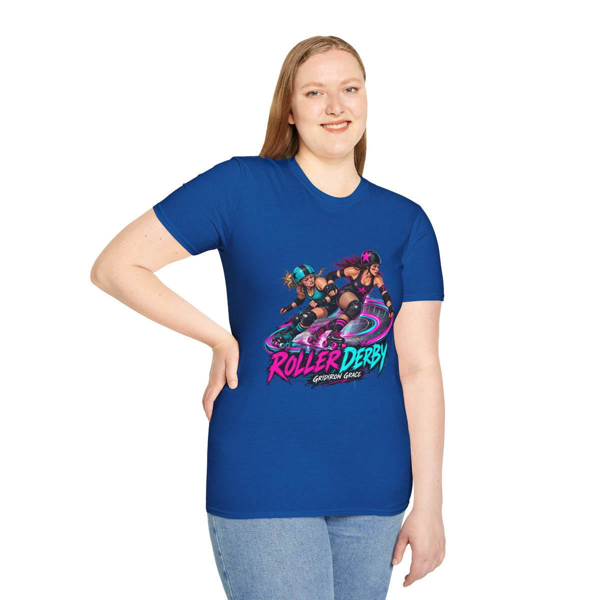 Roller Derby Graphic T-Shirt — Neon Skate Team “Roller Derby” Design