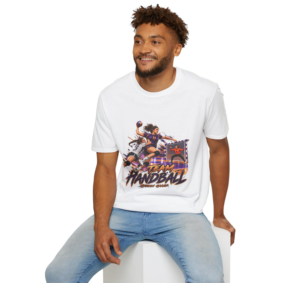 Handball Team Graphic T-Shirt — Retro Sports Players Design