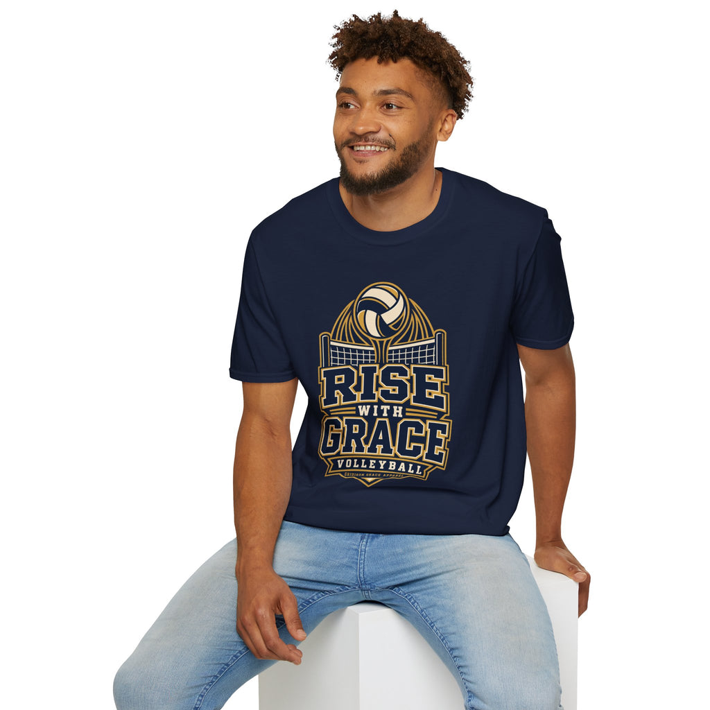 Volleyball "Rise With Grace" T-Shirt — Athletic Team Tee for Players & Fans