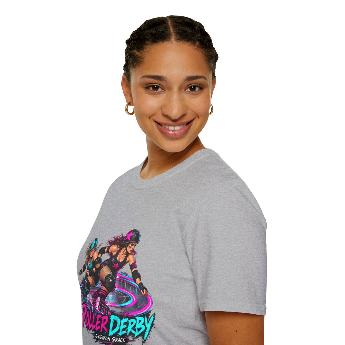 Roller Derby Graphic T-Shirt — Neon Skate Team “Roller Derby” Design