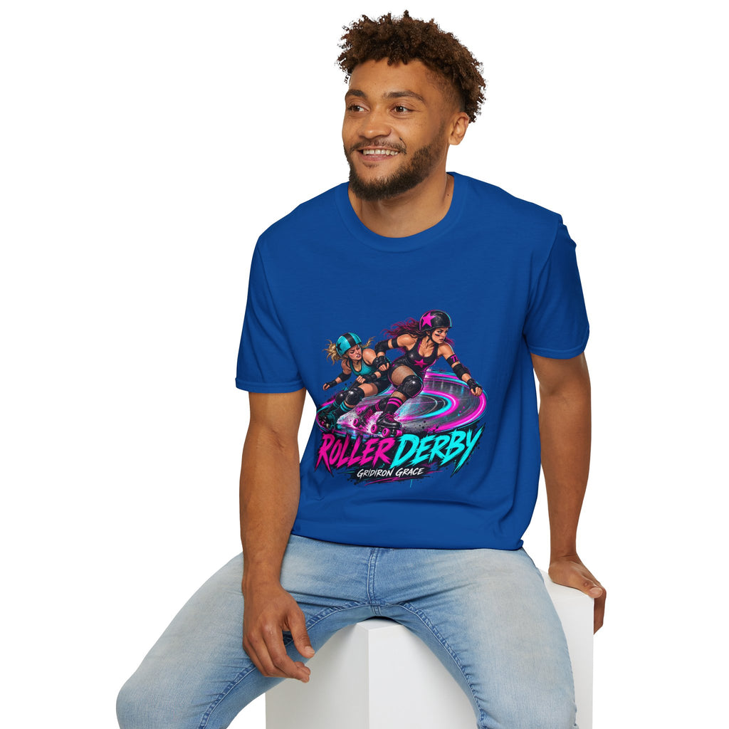 Roller Derby Graphic T-Shirt — Neon Skate Team “Roller Derby” Design
