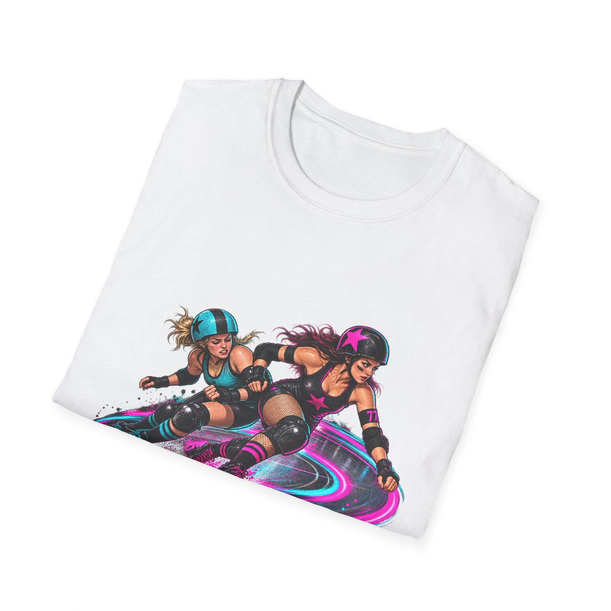 Roller Derby Graphic T-Shirt — Neon Skate Team “Roller Derby” Design