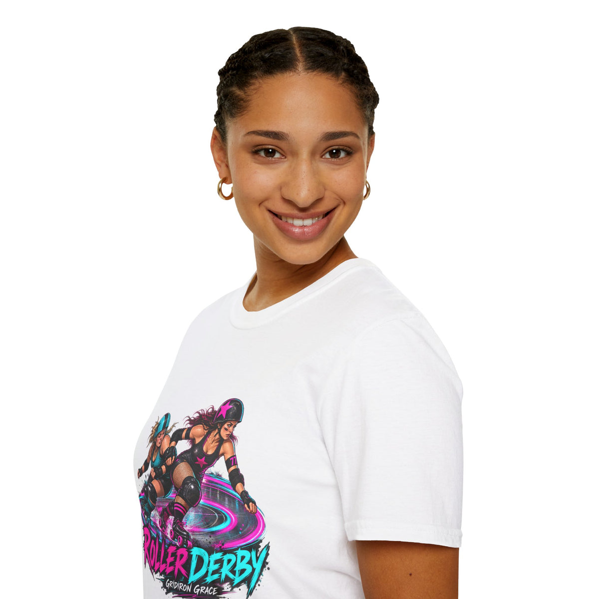 Roller Derby Graphic T-Shirt — Neon Skate Team “Roller Derby” Design