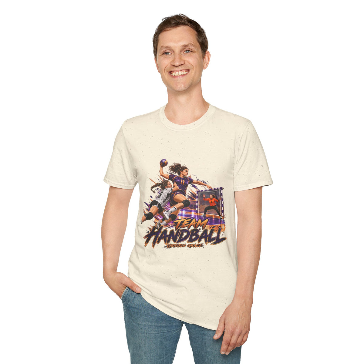 Handball Team Graphic T-Shirt — Retro Sports Players Design