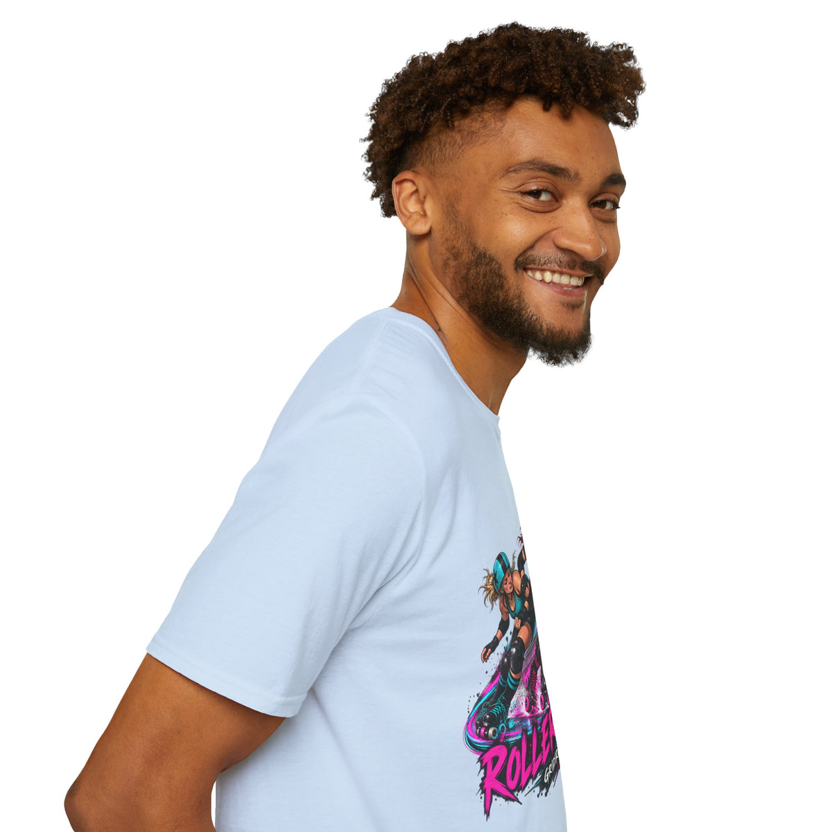 Roller Derby Graphic T-Shirt — Neon Skate Team “Roller Derby” Design