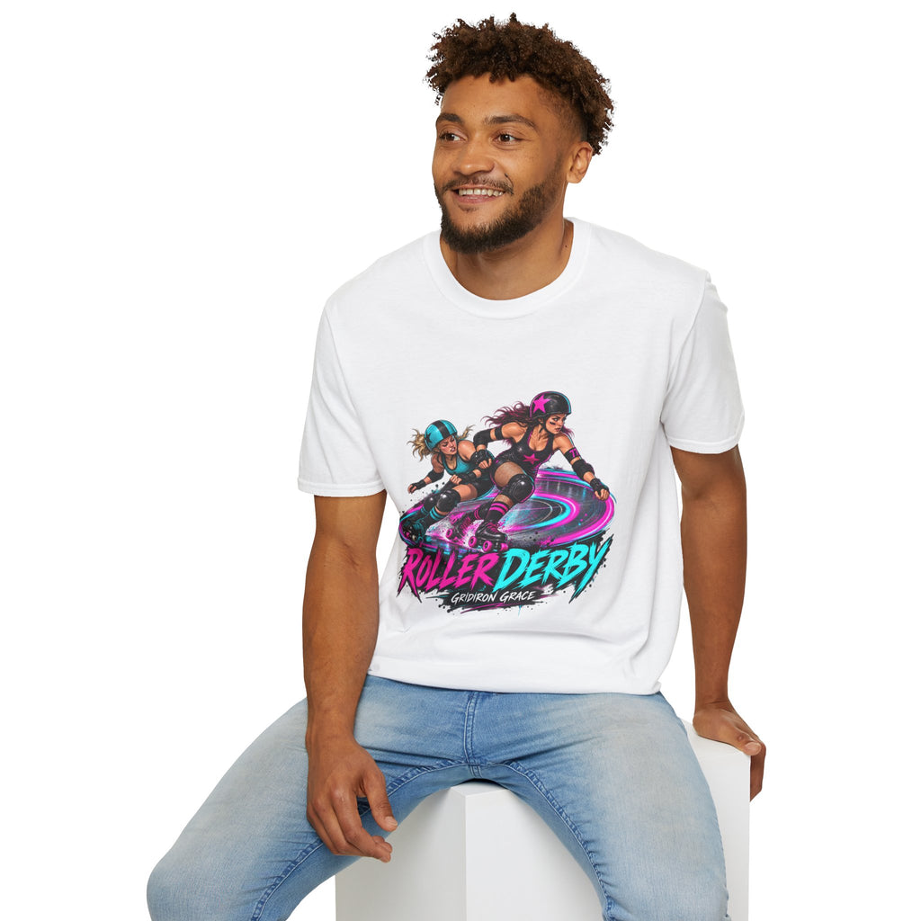 Roller Derby Graphic T-Shirt — Neon Skate Team “Roller Derby” Design