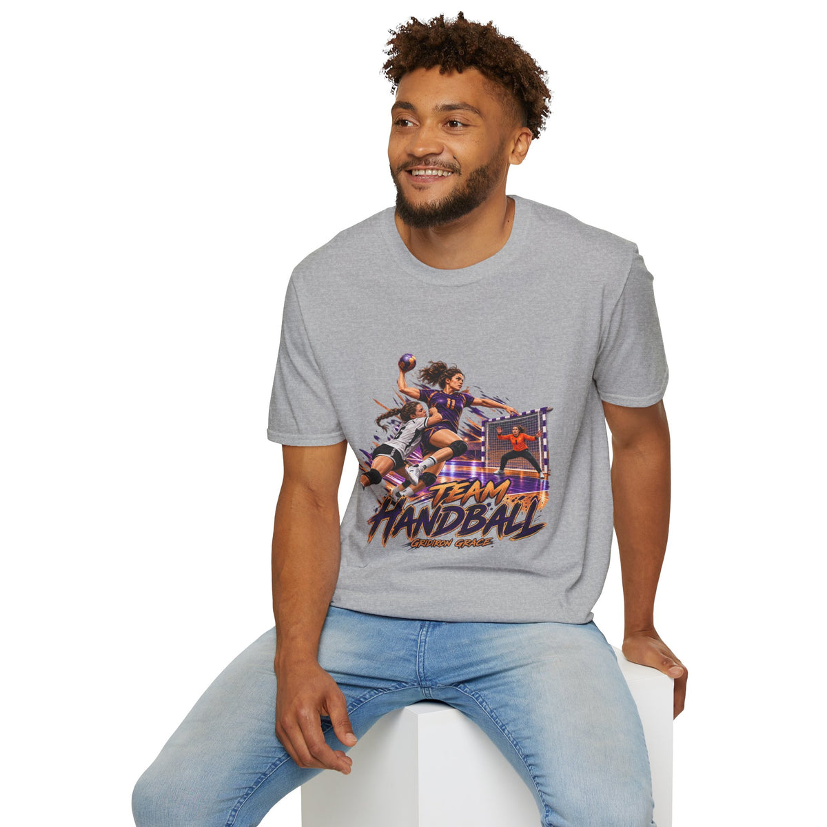 Handball Team Graphic T-Shirt — Retro Sports Players Design