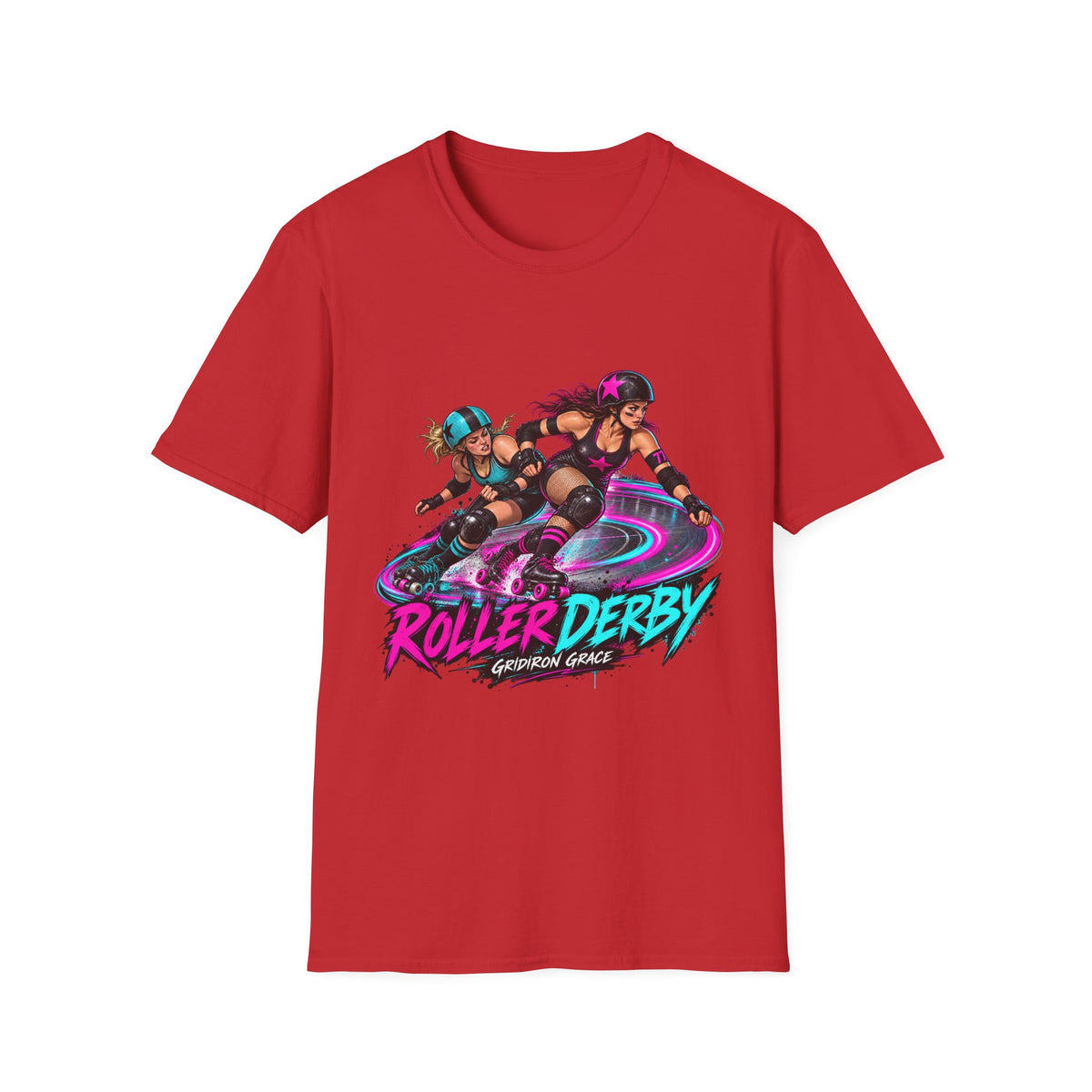 Roller Derby Graphic T-Shirt — Neon Skate Team “Roller Derby” Design