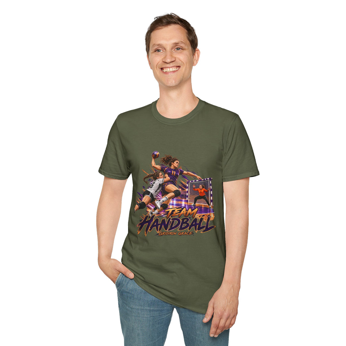 Handball Team Graphic T-Shirt — Retro Sports Players Design