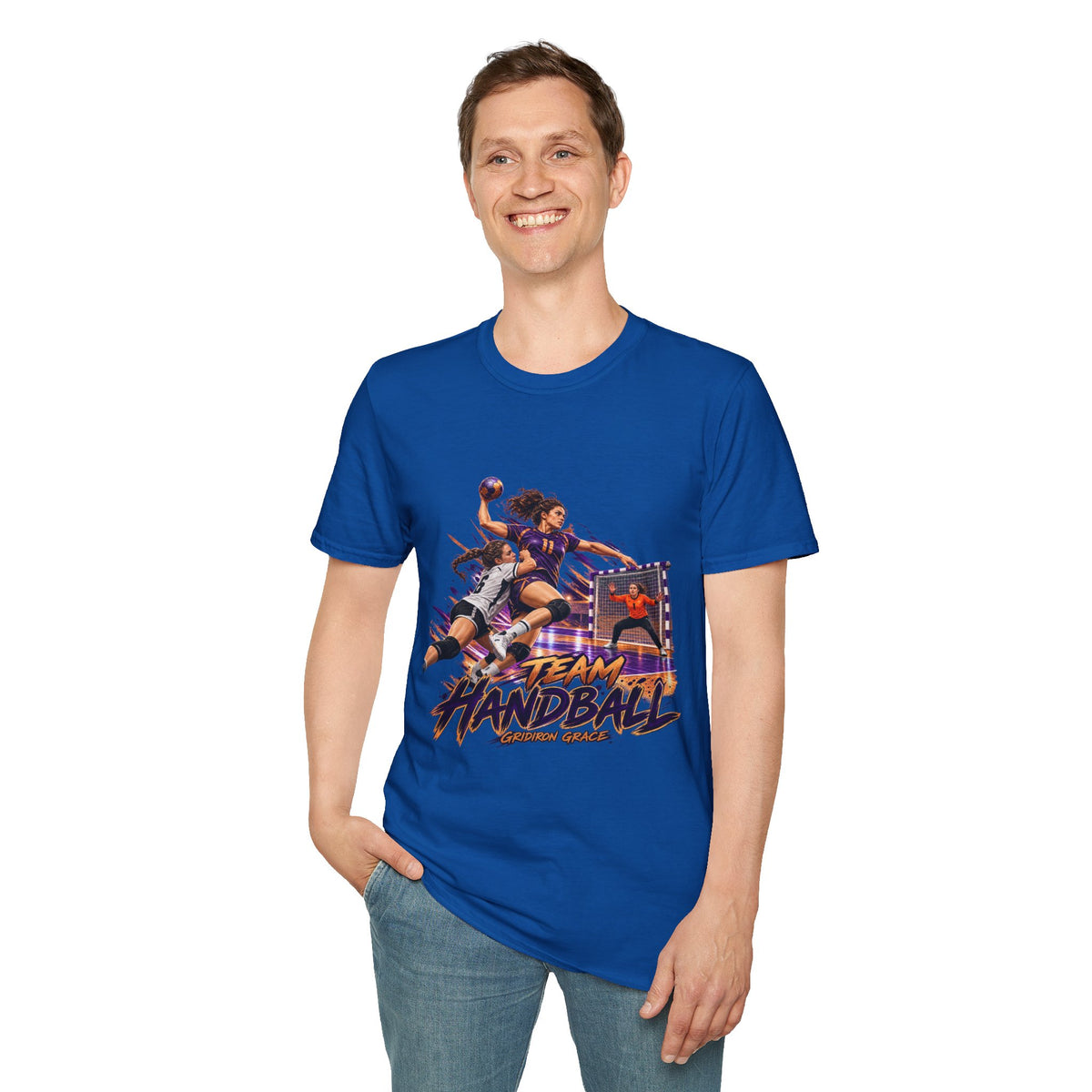 Handball Team Graphic T-Shirt — Retro Sports Players Design
