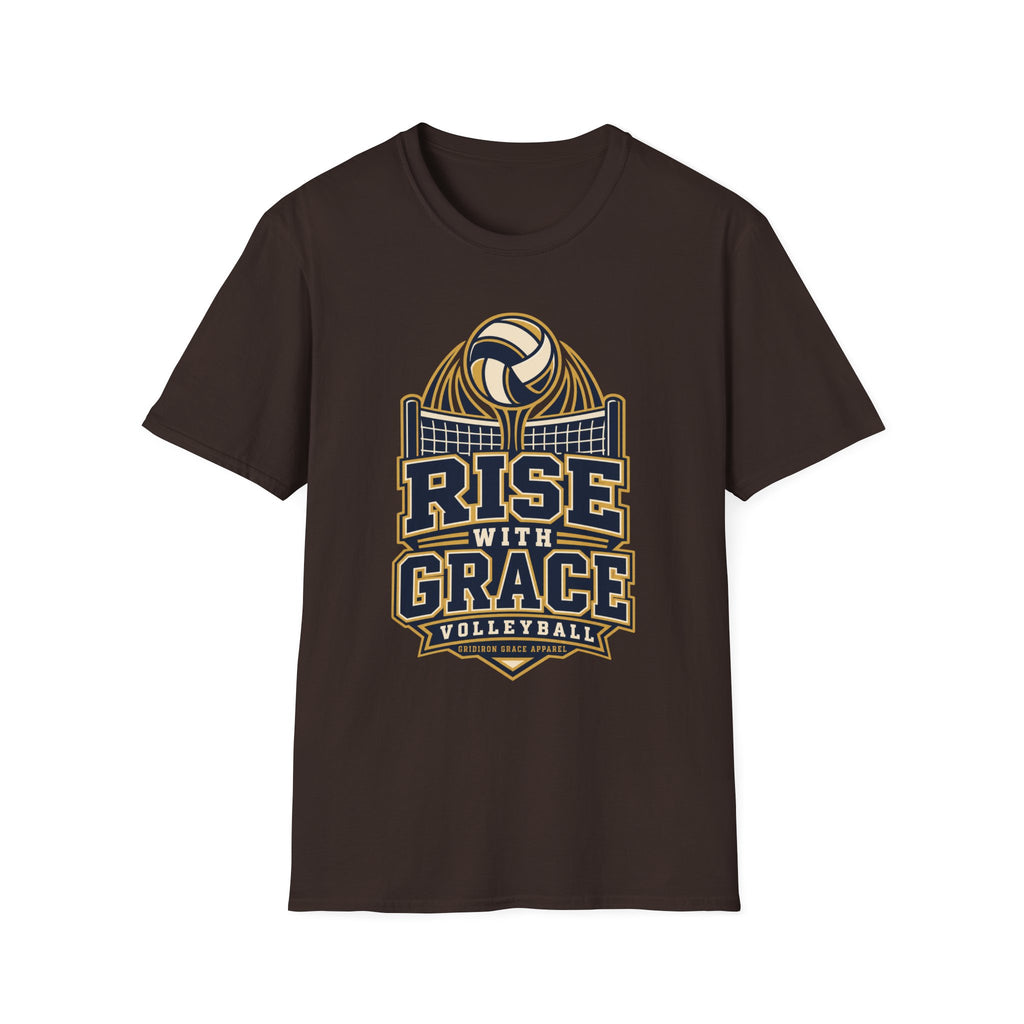Volleyball "Rise With Grace" T-Shirt — Athletic Team Tee for Players & Fans