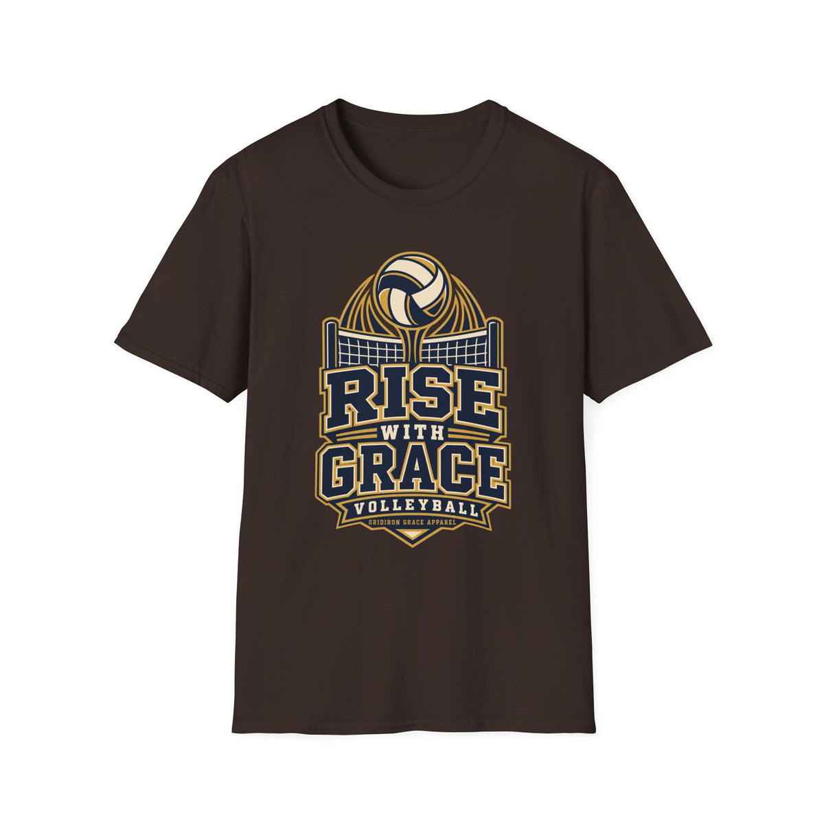 Volleyball "Rise With Grace" T-Shirt — Athletic Team Tee for Players & Fans