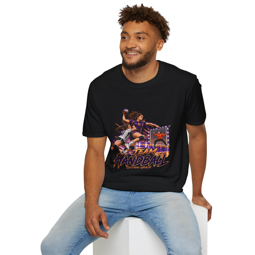 Handball Team Graphic T-Shirt — Retro Sports Players Design