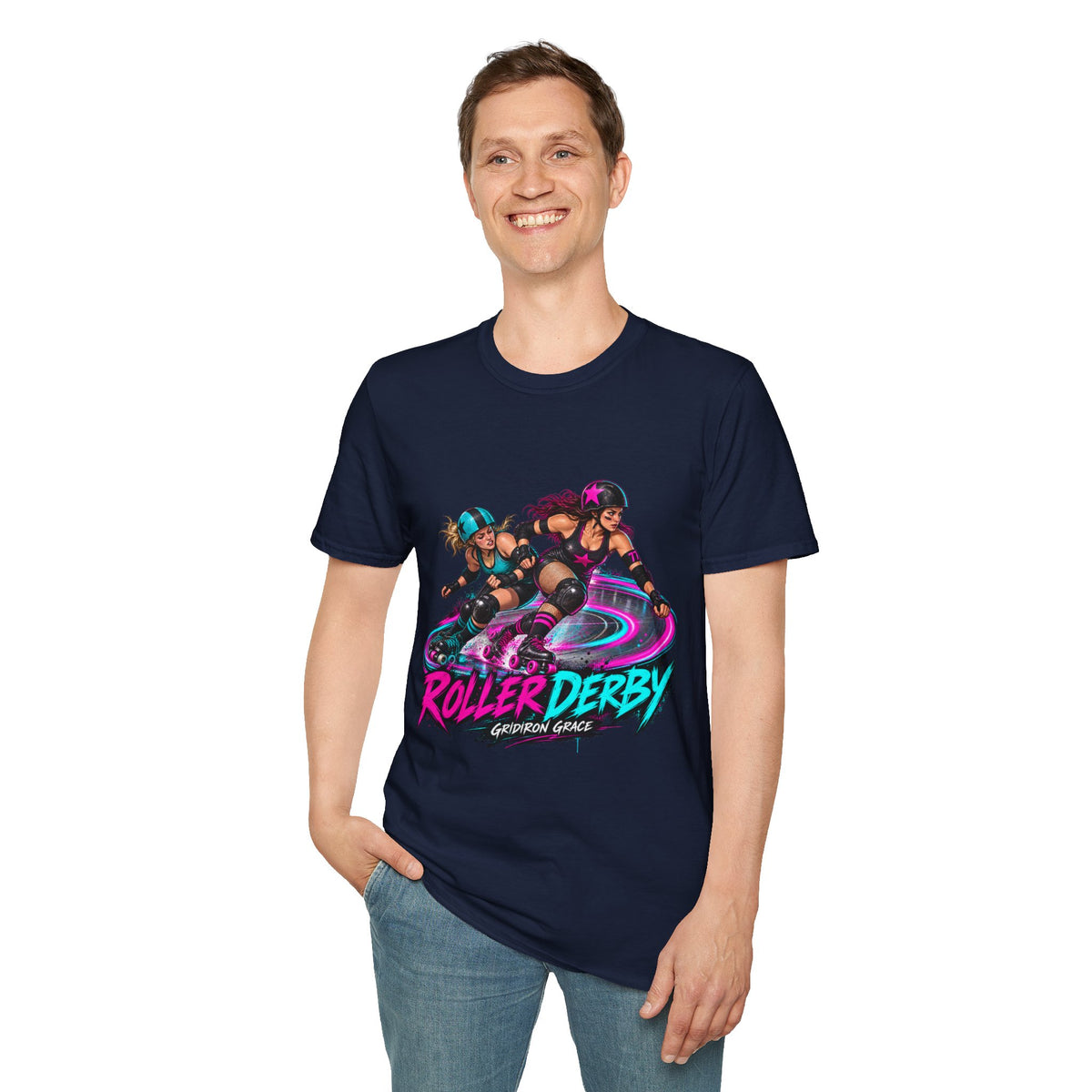Roller Derby Graphic T-Shirt — Neon Skate Team “Roller Derby” Design