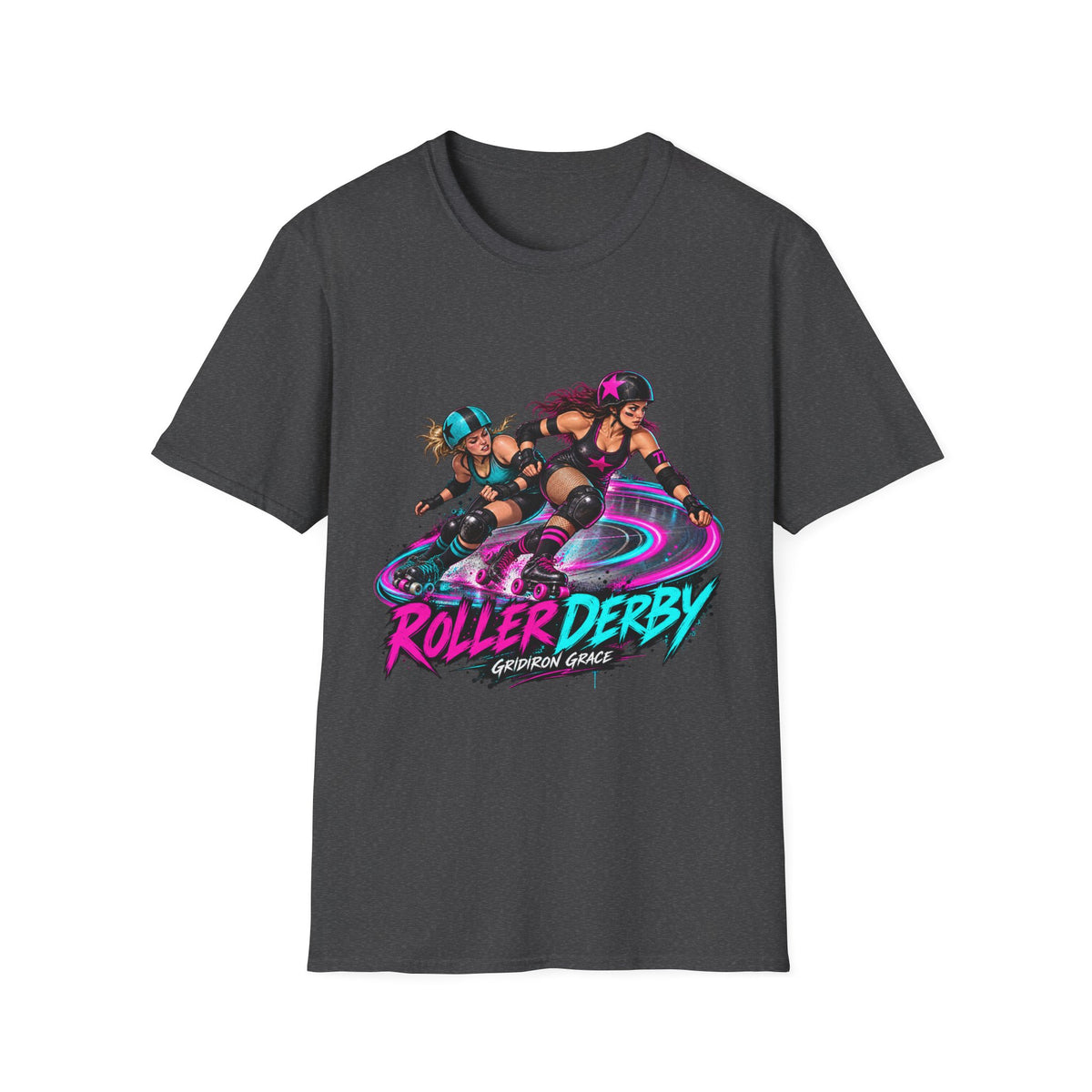 Roller Derby Graphic T-Shirt — Neon Skate Team “Roller Derby” Design