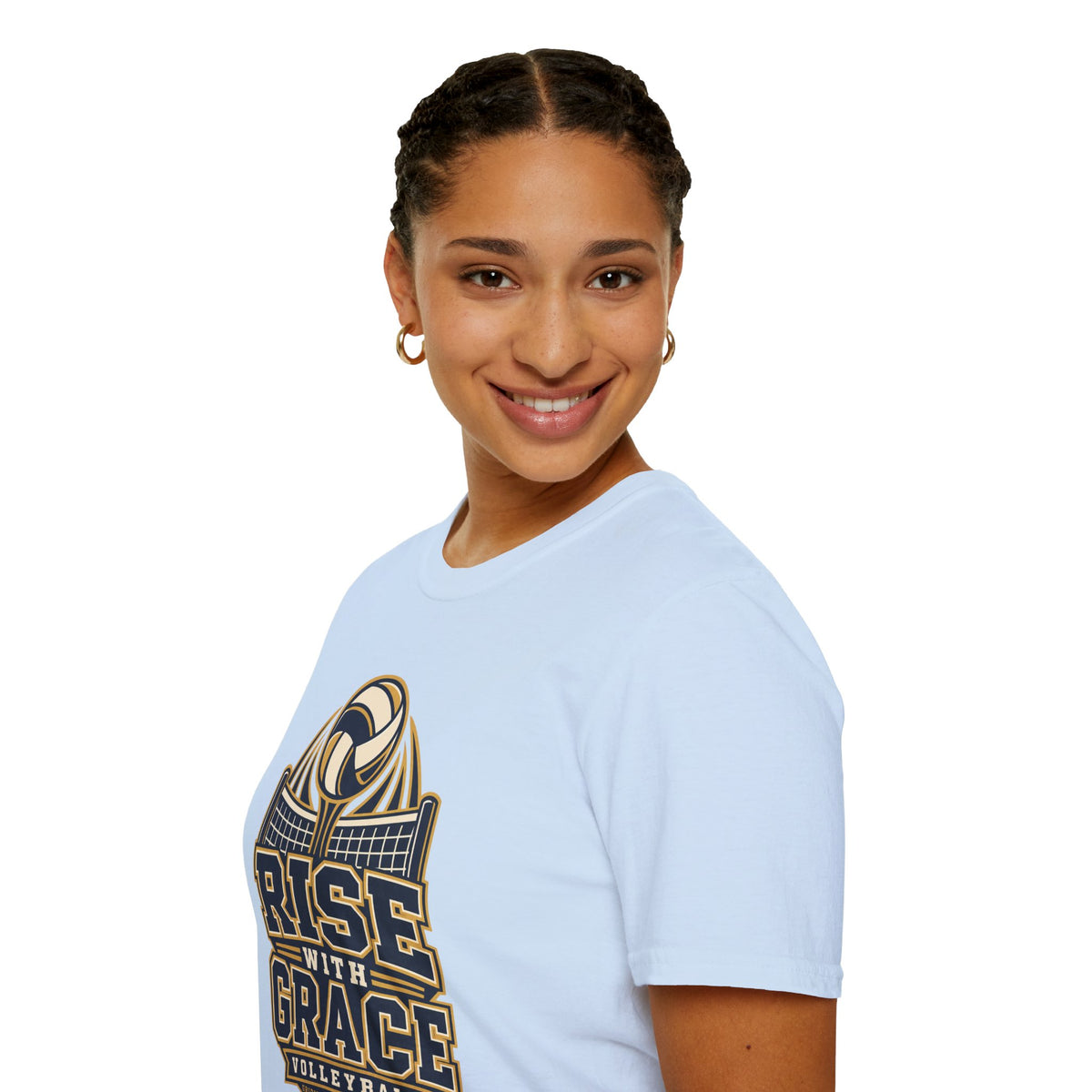 Volleyball "Rise With Grace" T-Shirt — Athletic Team Tee for Players & Fans