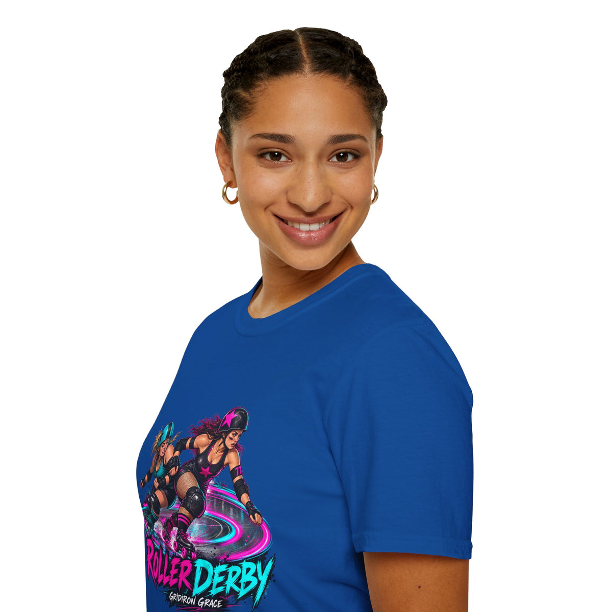 Roller Derby Graphic T-Shirt — Neon Skate Team “Roller Derby” Design