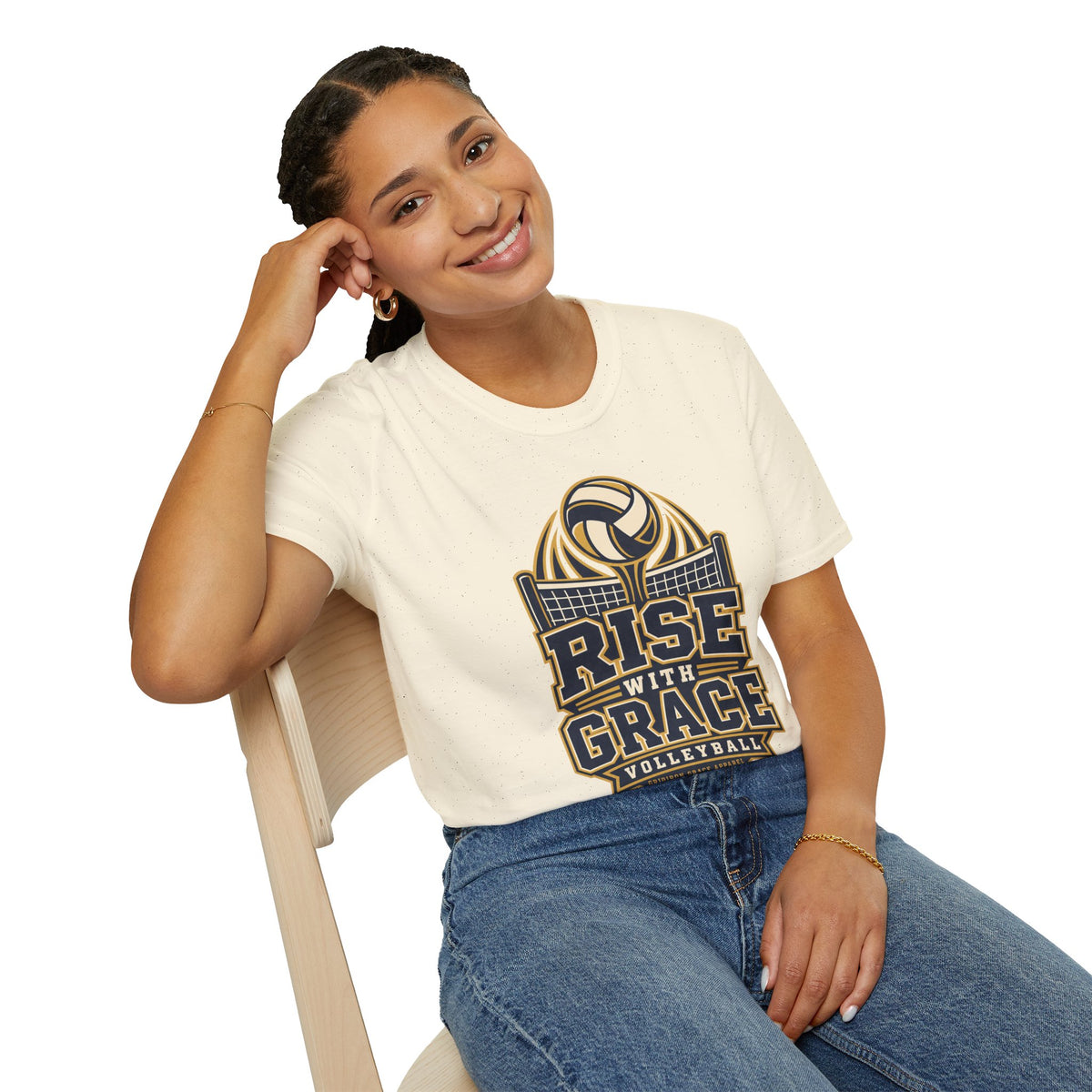 Volleyball "Rise With Grace" T-Shirt — Athletic Team Tee for Players & Fans