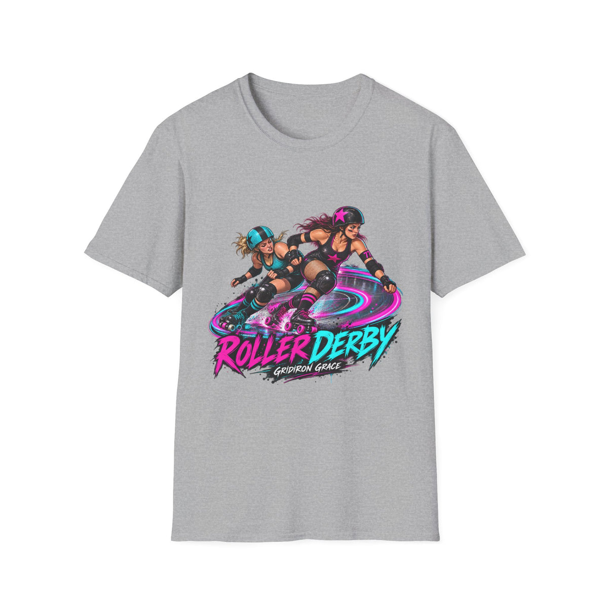 Roller Derby Graphic T-Shirt — Neon Skate Team “Roller Derby” Design