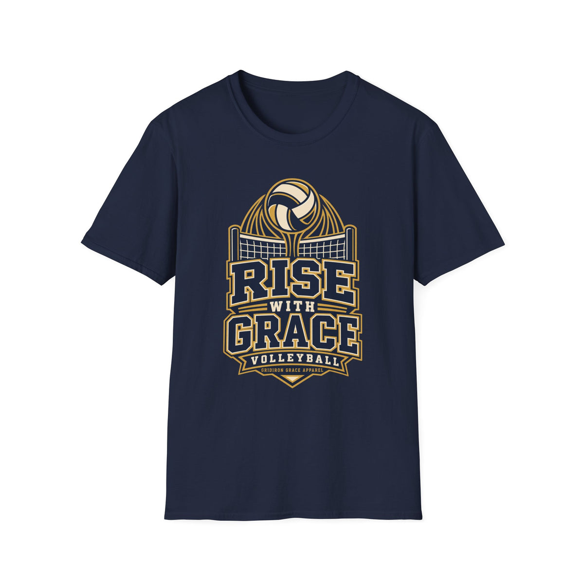 Volleyball "Rise With Grace" T-Shirt — Athletic Team Tee for Players & Fans