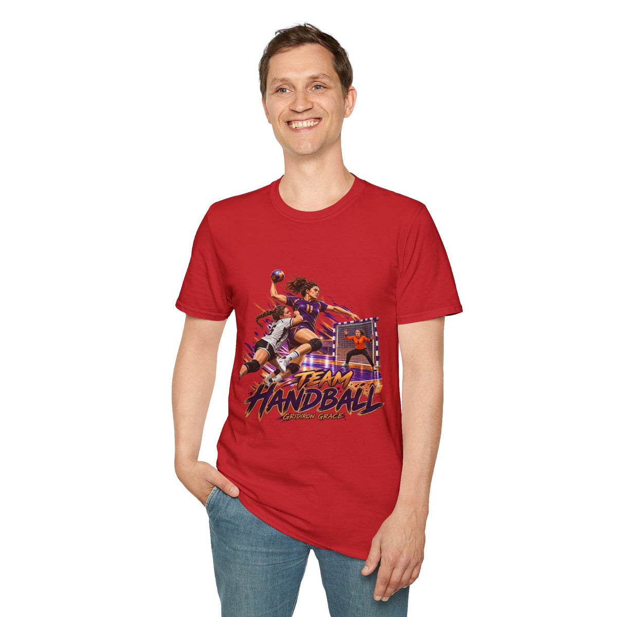 Handball Team Graphic T-Shirt — Retro Sports Players Design
