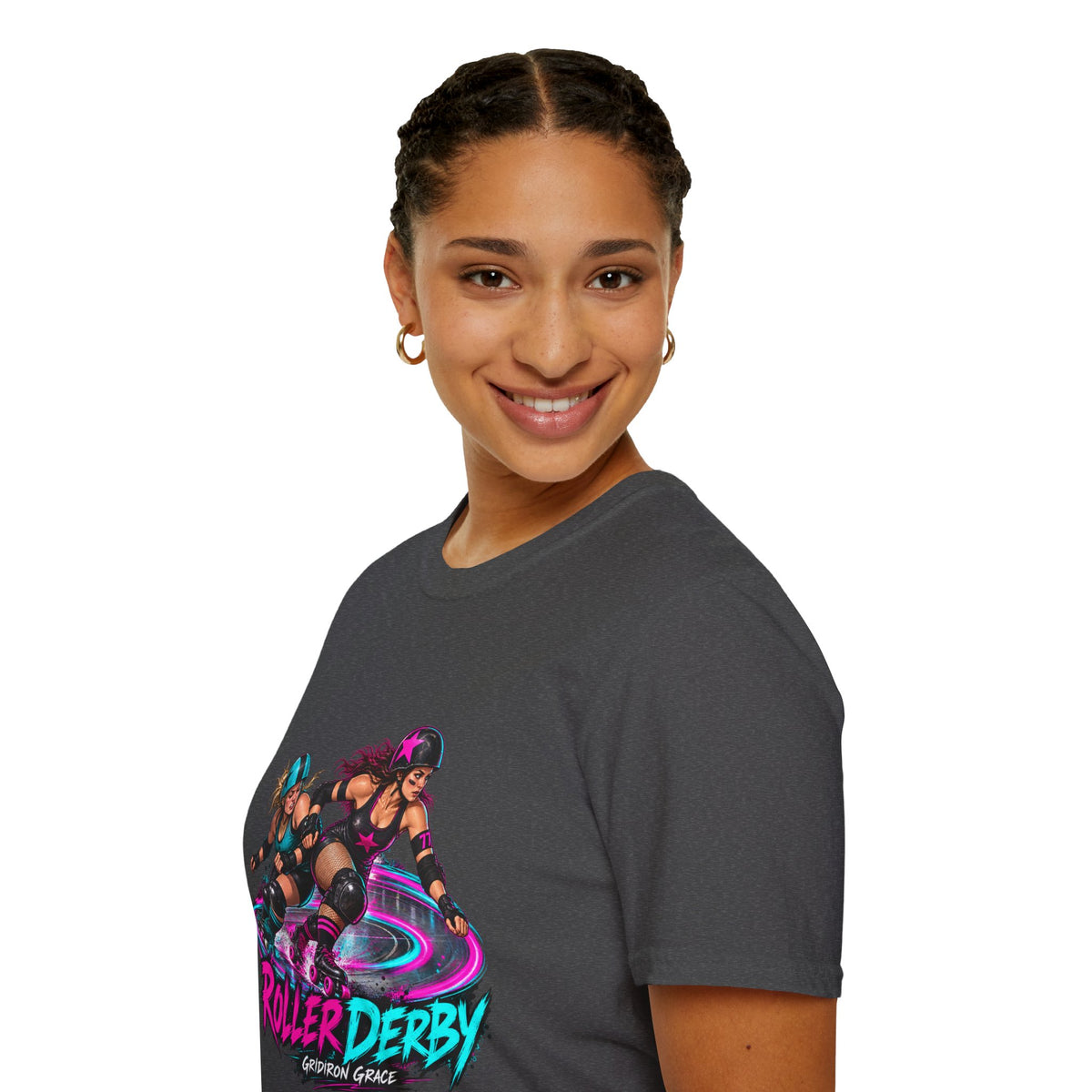 Roller Derby Graphic T-Shirt — Neon Skate Team “Roller Derby” Design