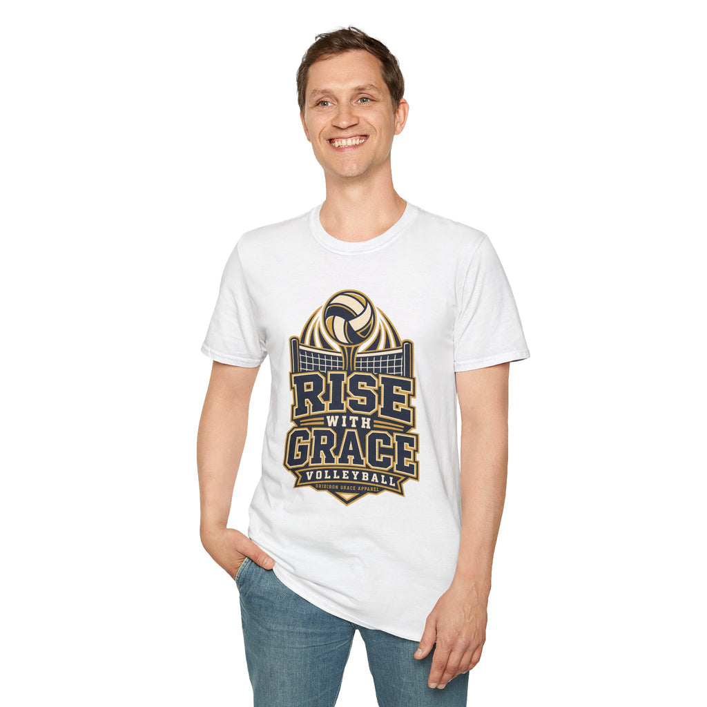 Volleyball "Rise With Grace" T-Shirt — Athletic Team Tee for Players & Fans