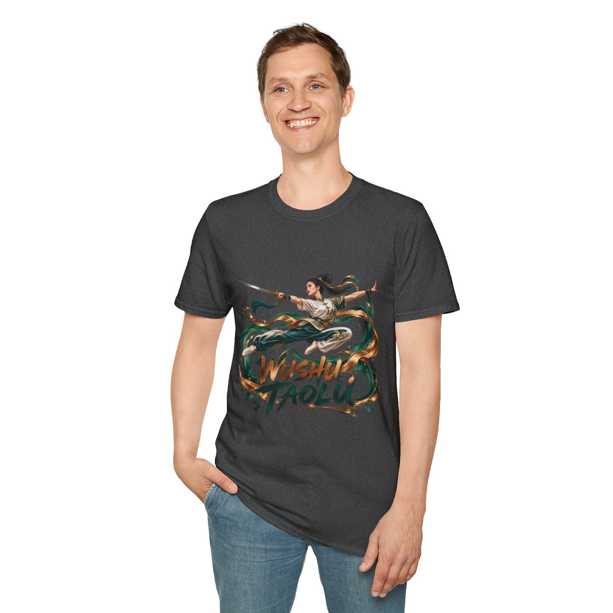 Wushu Taolu Martial Arts T-Shirt — Dynamic Fighter Illustration Tee