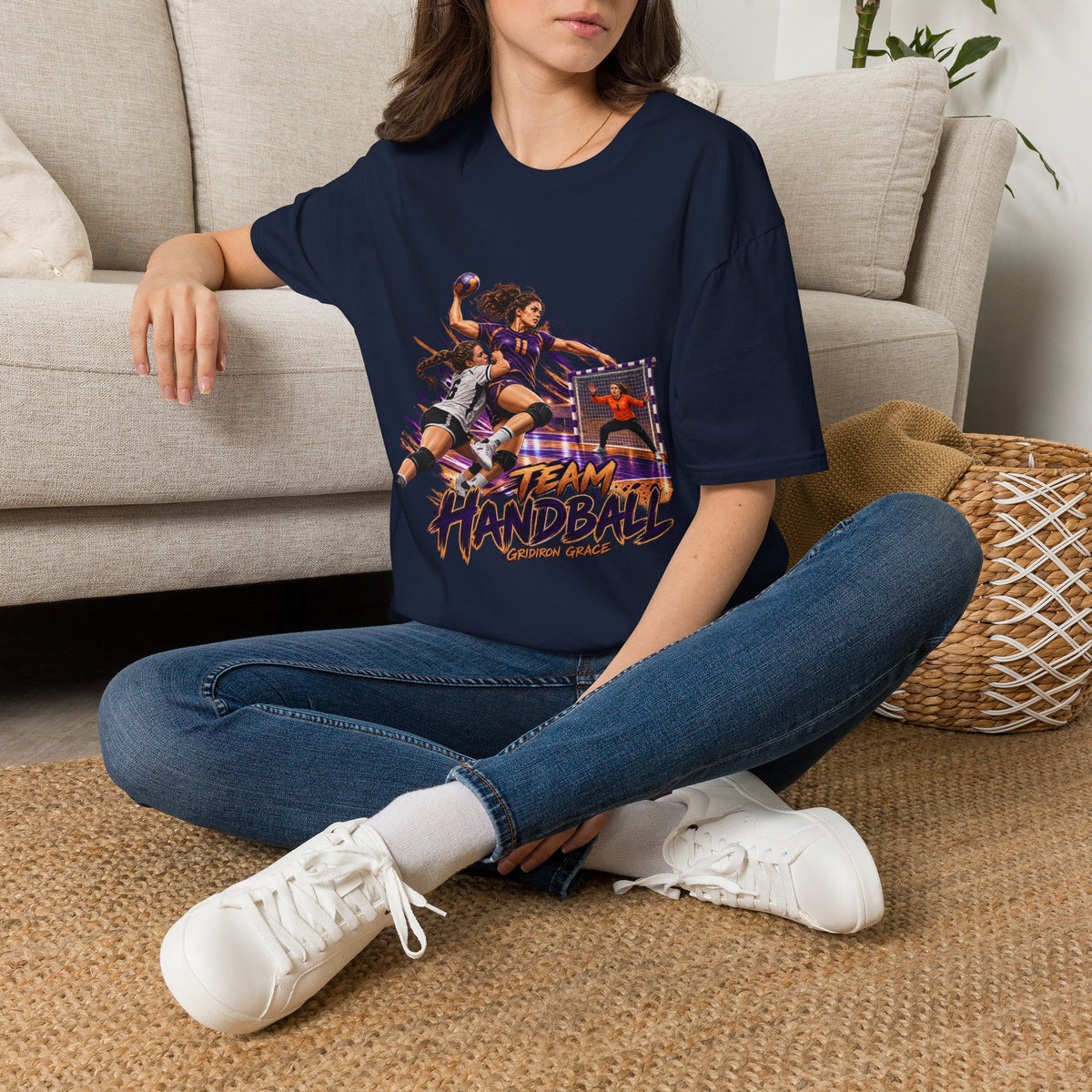 Handball Team Graphic T-Shirt — Retro Sports Players Design