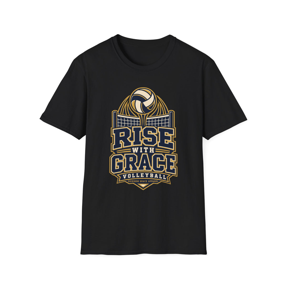 Volleyball "Rise With Grace" T-Shirt — Athletic Team Tee for Players & Fans