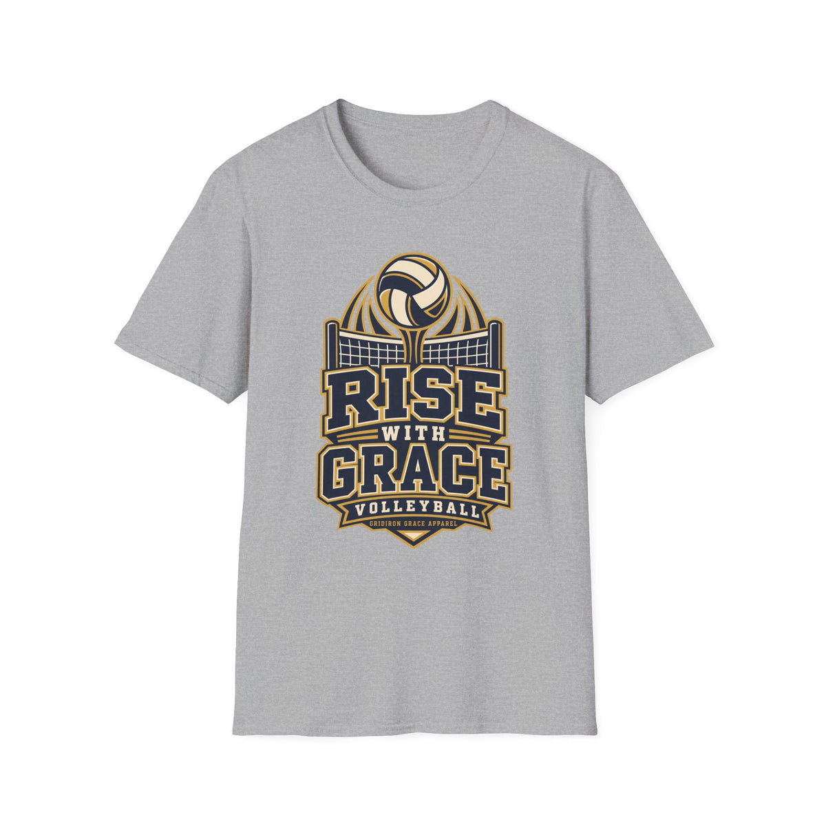 Volleyball "Rise With Grace" T-Shirt — Athletic Team Tee for Players & Fans